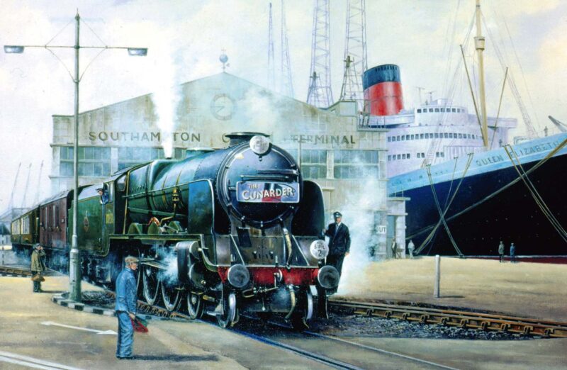 The Cunarder at Southampton Docks Greetings Cards
